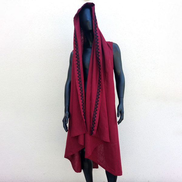 Caftan sans manches "Shaman" bordeaux