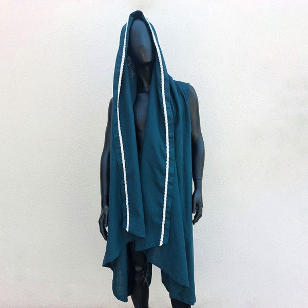 Caftan sans manches "Shaman" bleu pétrole – Image 6
