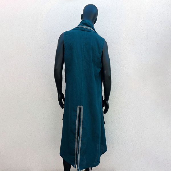 Caftan sans manches "Shaman" bleu pétrole – Image 13