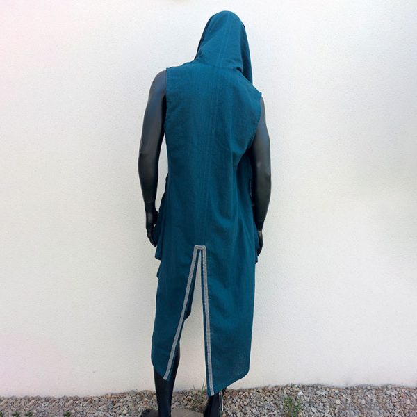 Caftan sans manches "Shaman" bleu pétrole – Image 15
