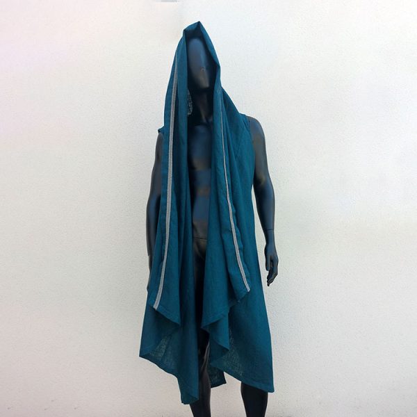 Caftan sans manches "Shaman" bleu pétrole – Image 14