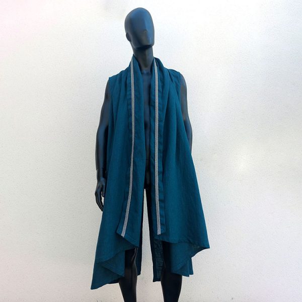 Caftan sans manches "Shaman" bleu pétrole – Image 12