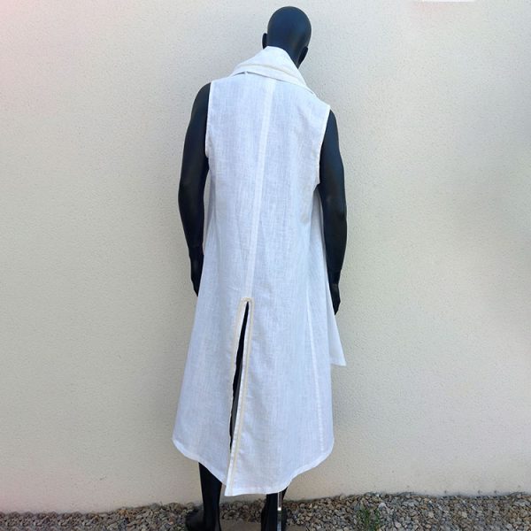 Caftan sans manches "Shaman" blanc – Image 3
