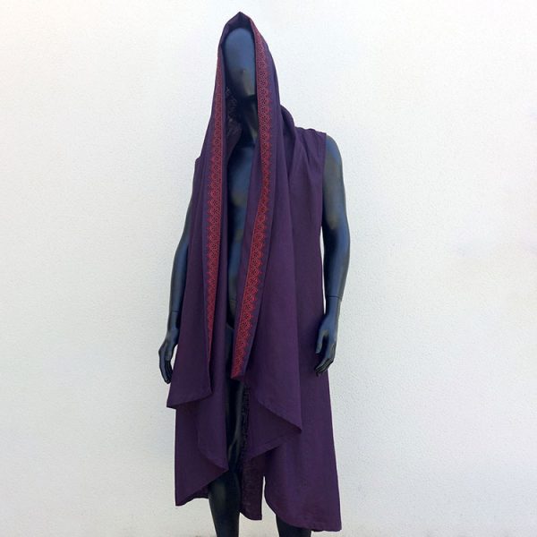 Caftan sans manches "Shaman" violet - Aubergine, Pourpre