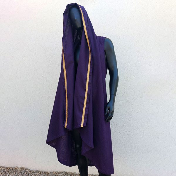 Caftan sans manches "Shaman" violet - Aubergine, Doré