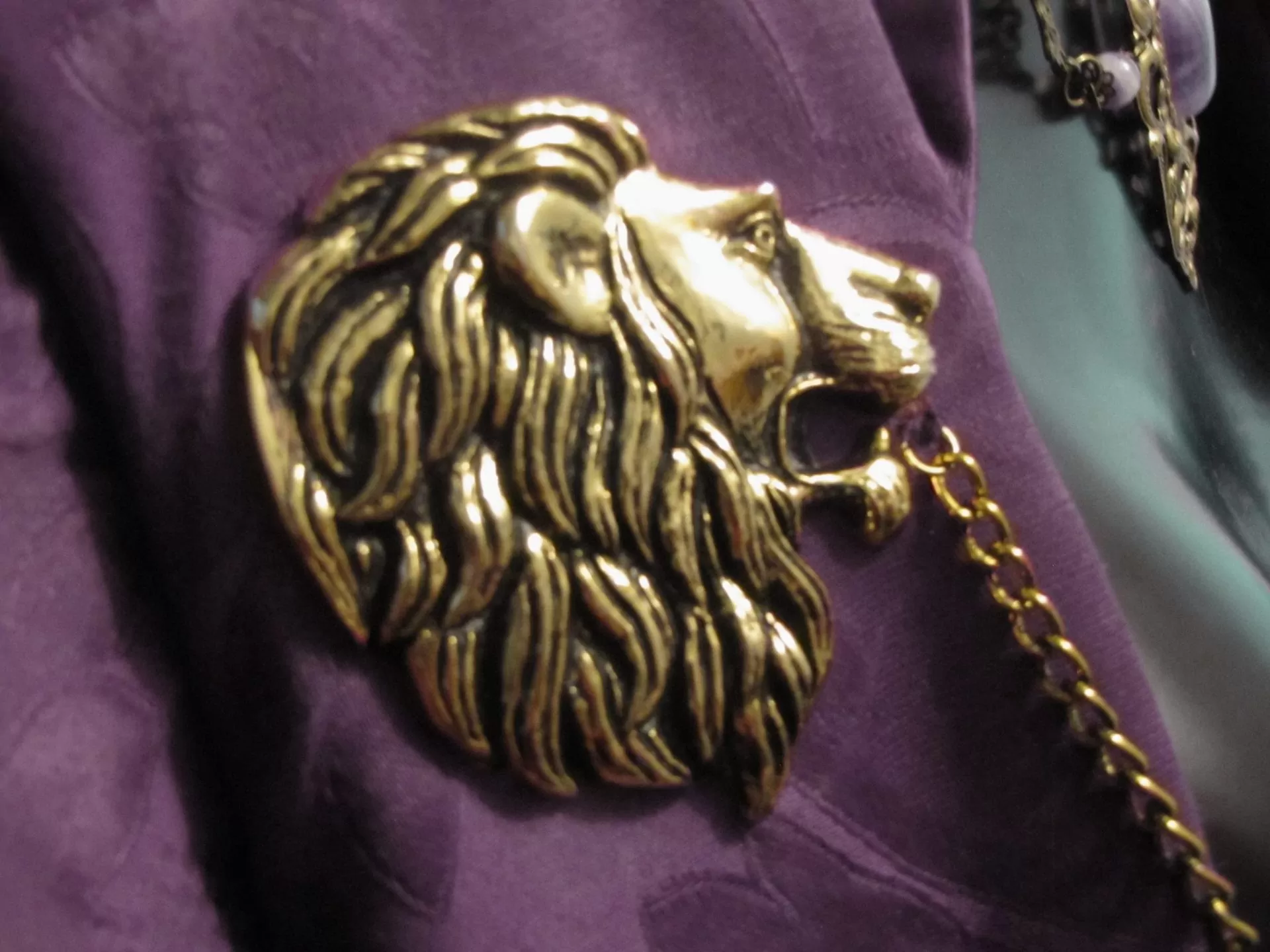 Détail du fermoir en forme de lion
